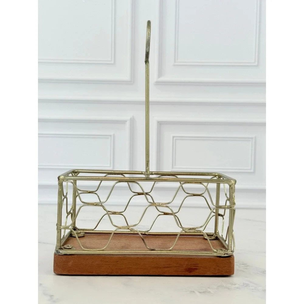 Gold Wire Spice Salt Pepper 2-Compartments Condiment Caddy 5